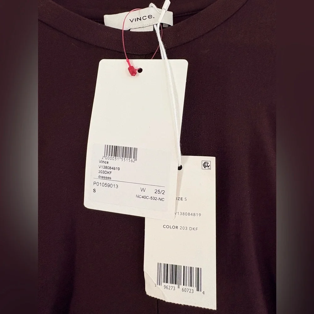 NWT Vince Dark Fig Long Sleeve Dress. Size small - Picture 6 of 6